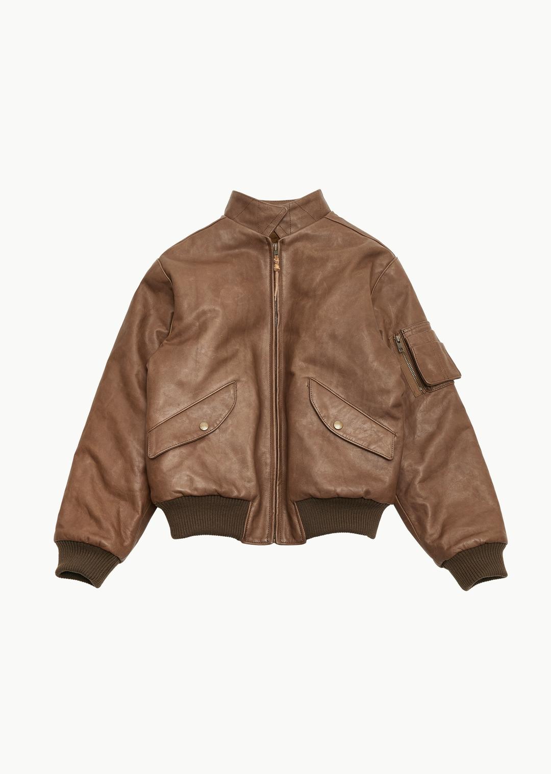 leather jacket, khaki brown