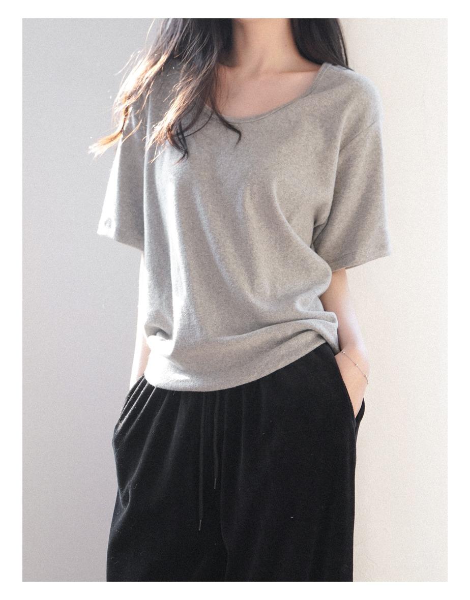 무스 딥 유넥 하프 티셔츠 (2colors)