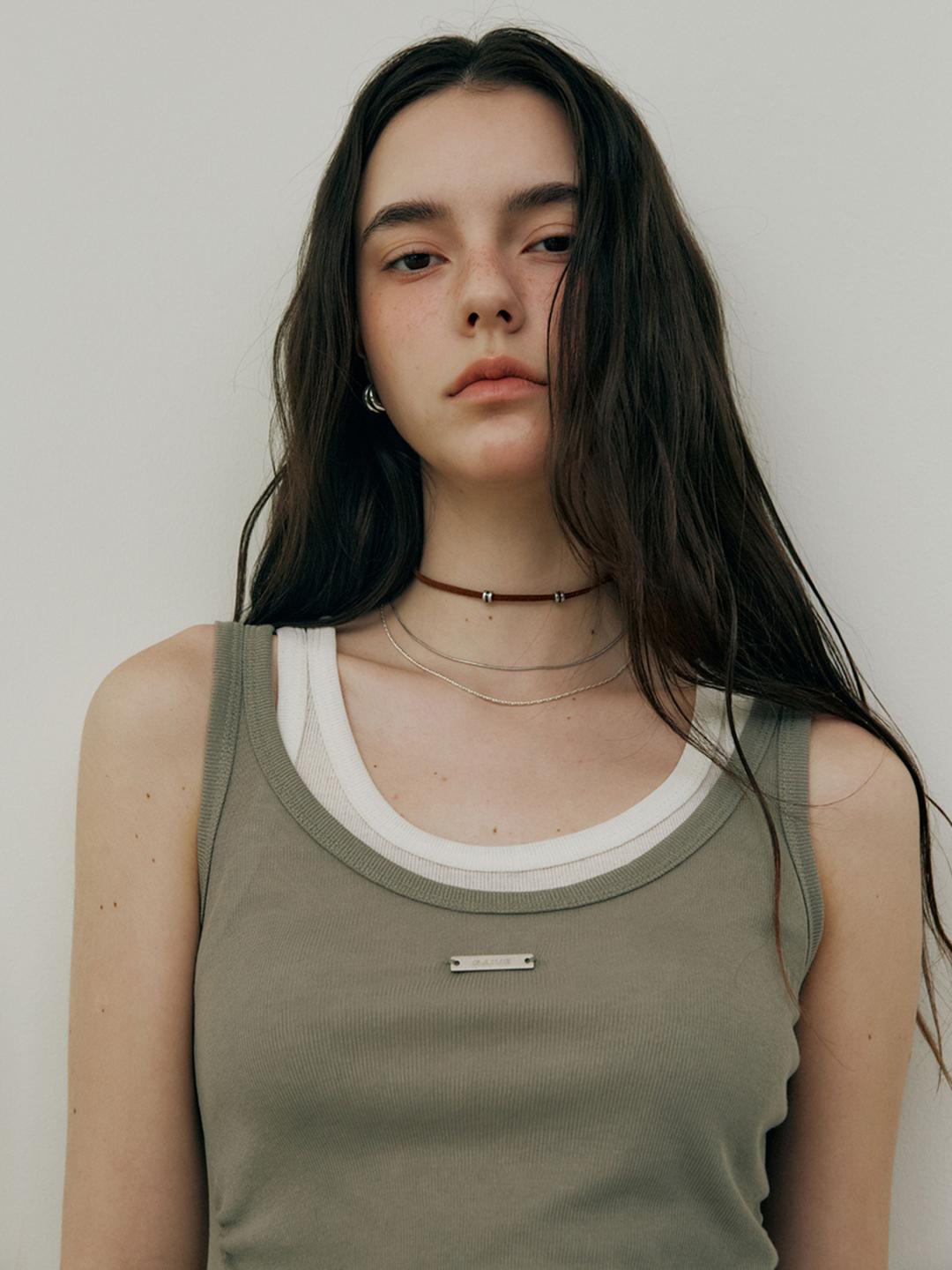 (BEIGE, NAVY 6/10 예약배송) Layered Sleeveless Top VW5ME606_4color