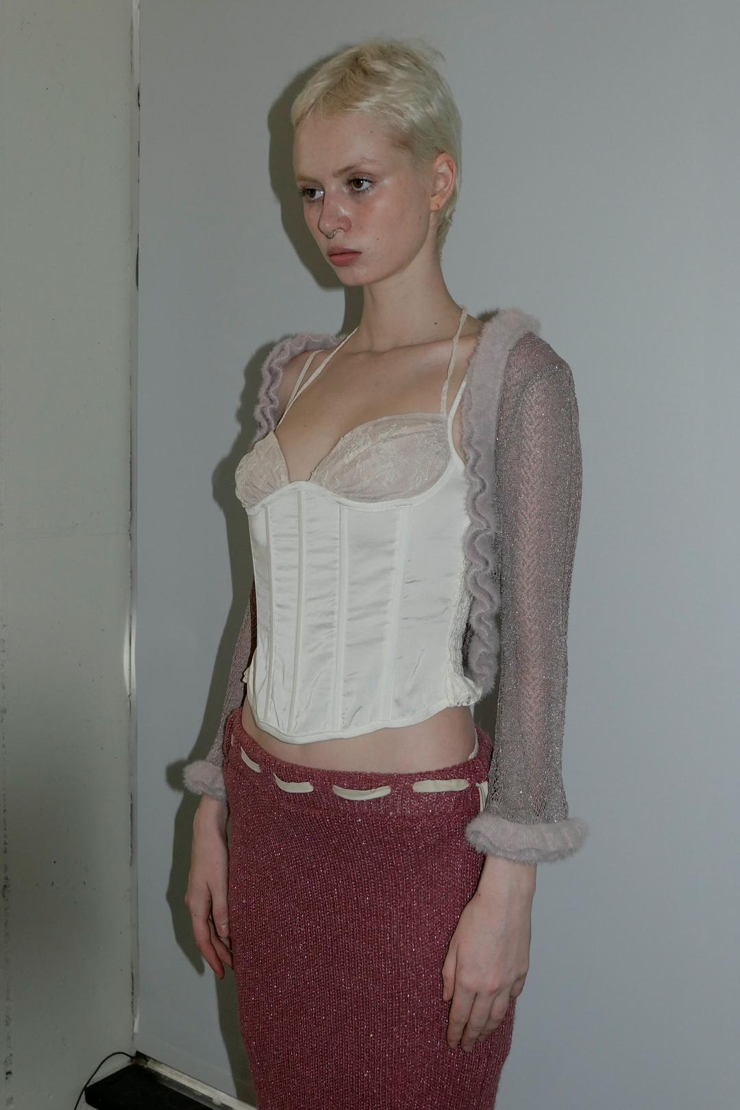 90s Glossy Corset Top White