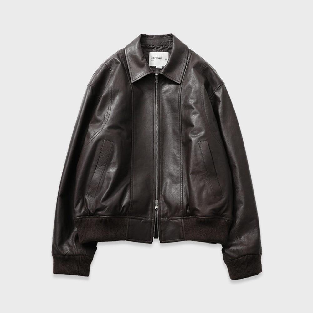Capital Vegetable Leather Blouson Jacket Dark Brown
