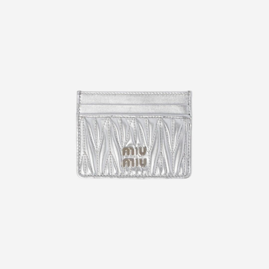 Miu Miu Matelasse Nappa Leather Card Holder Silver