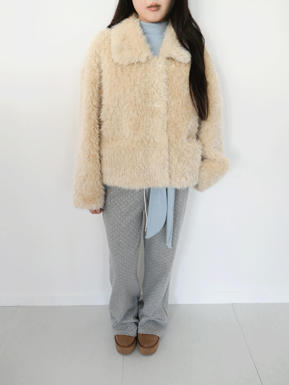 모스 퍼 무스탕 자켓