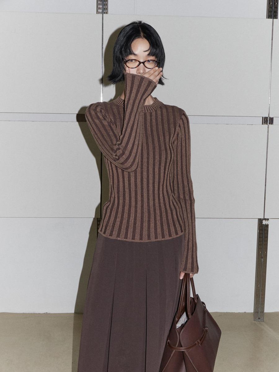 볼드 골지 슬림 니트 탑