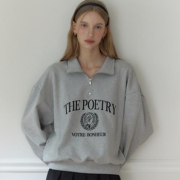 Poetry Embroidery Sweatshirt - Melange grey