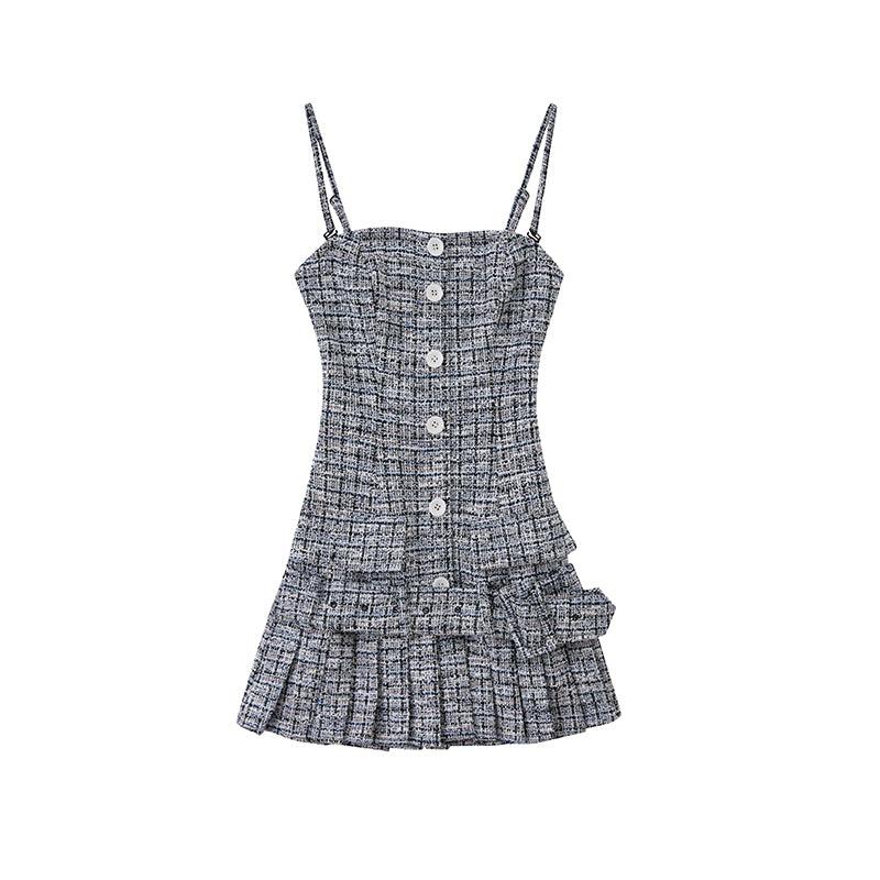 TEXTURED KNITTED MINI DRESS & SHORTS - Navy / XS / Dress