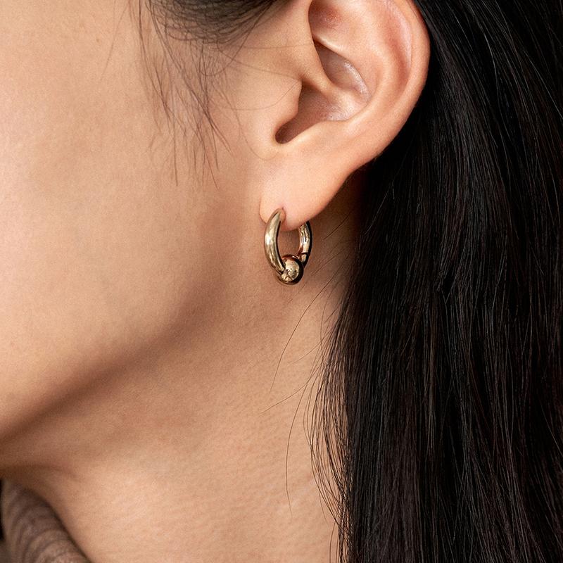 OT 3 SINGLE BALL EARRINGS GOLD / SILVER