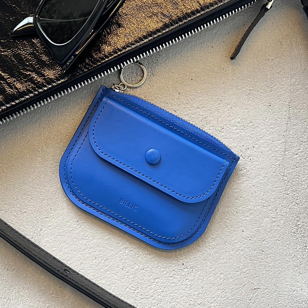 미아 하프문 지갑 Blue 블루 화이트 파란지갑 카드지갑 지퍼지갑 동전포켓