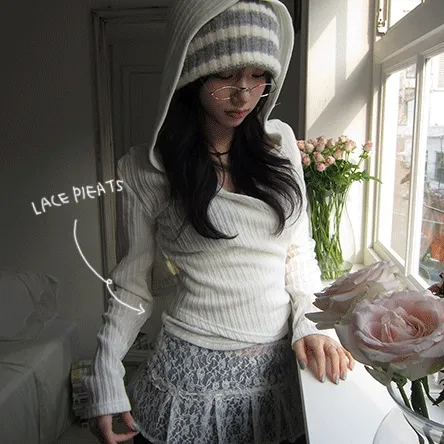 [코디필수🖤/문의폭주]  핀가 레이스 플리츠 랩 레이어드 sk