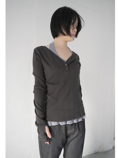 에프터먼데이 헨리넥 리브드 티 (3c)