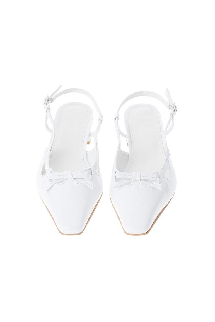 Ribbon Strap Slingbacks / Wite