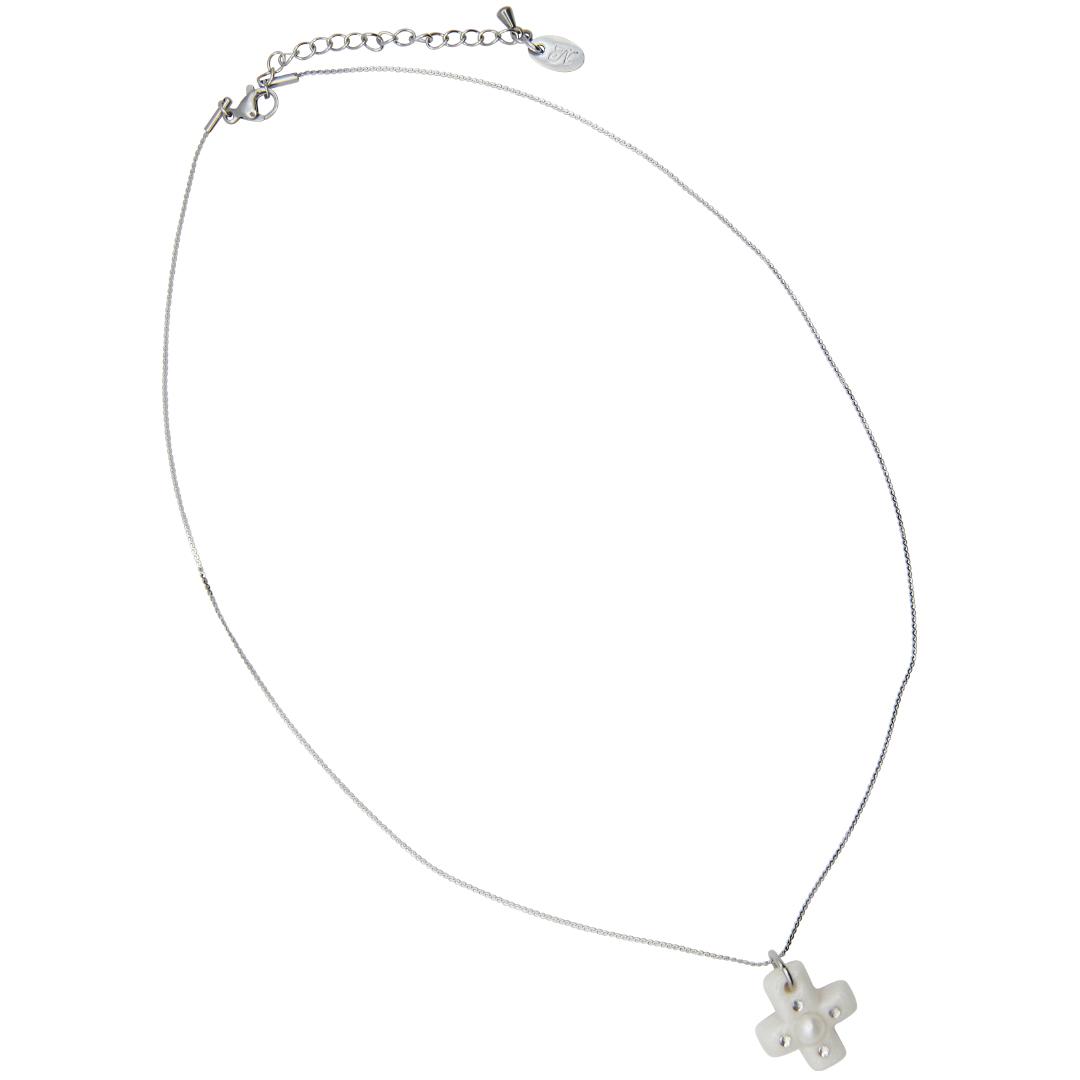crossway pearl necklace-white