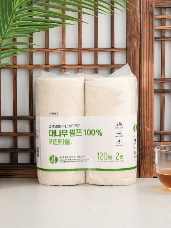 대나무 펄프 키친타월 120매 2롤