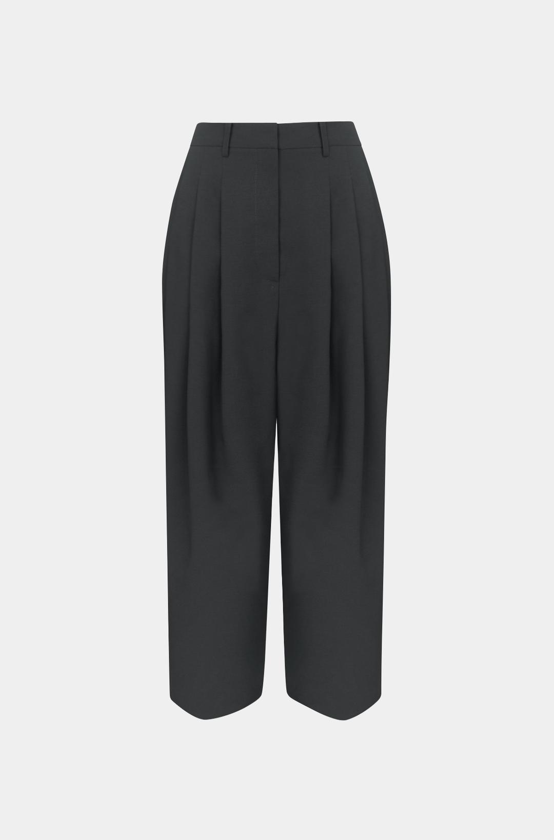 이너프 와이드 핀턱 팬츠 - 딥그레이