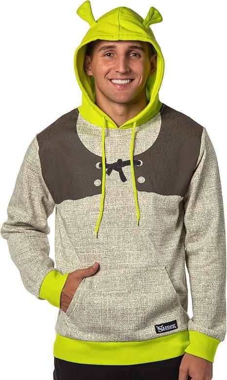 Bioworld Shrek Costume Pullover Hoodie Sweatshirt With 3D Trumpet Ears On Hood