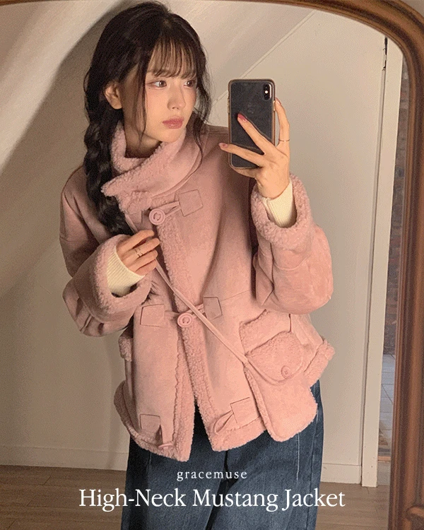 [미니백SET]커밋 하이넥 덤블 겨울 무스탕 자켓