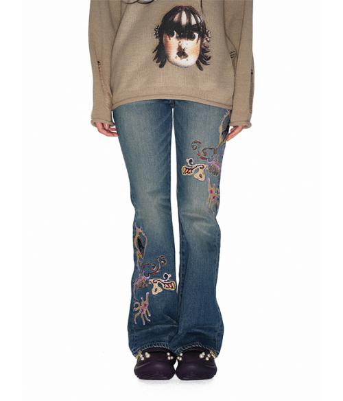 Embroidery denim pants_blue