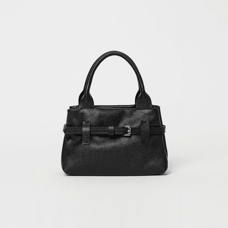 [ANDROS] Cow Vegetable Belted Mini Bag (Black)