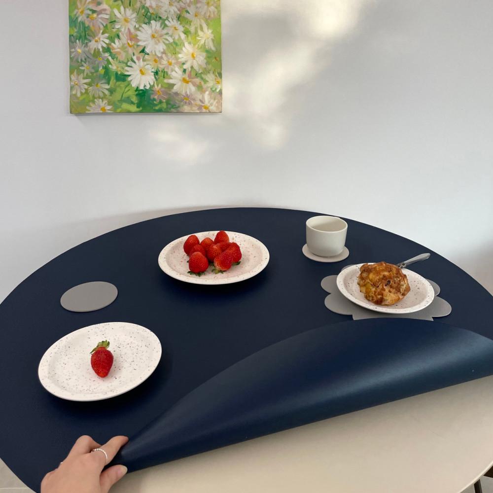 하이오즈 다용도 원형 식탁 보호 방수 가죽 테이블 매트 러그 식탁보