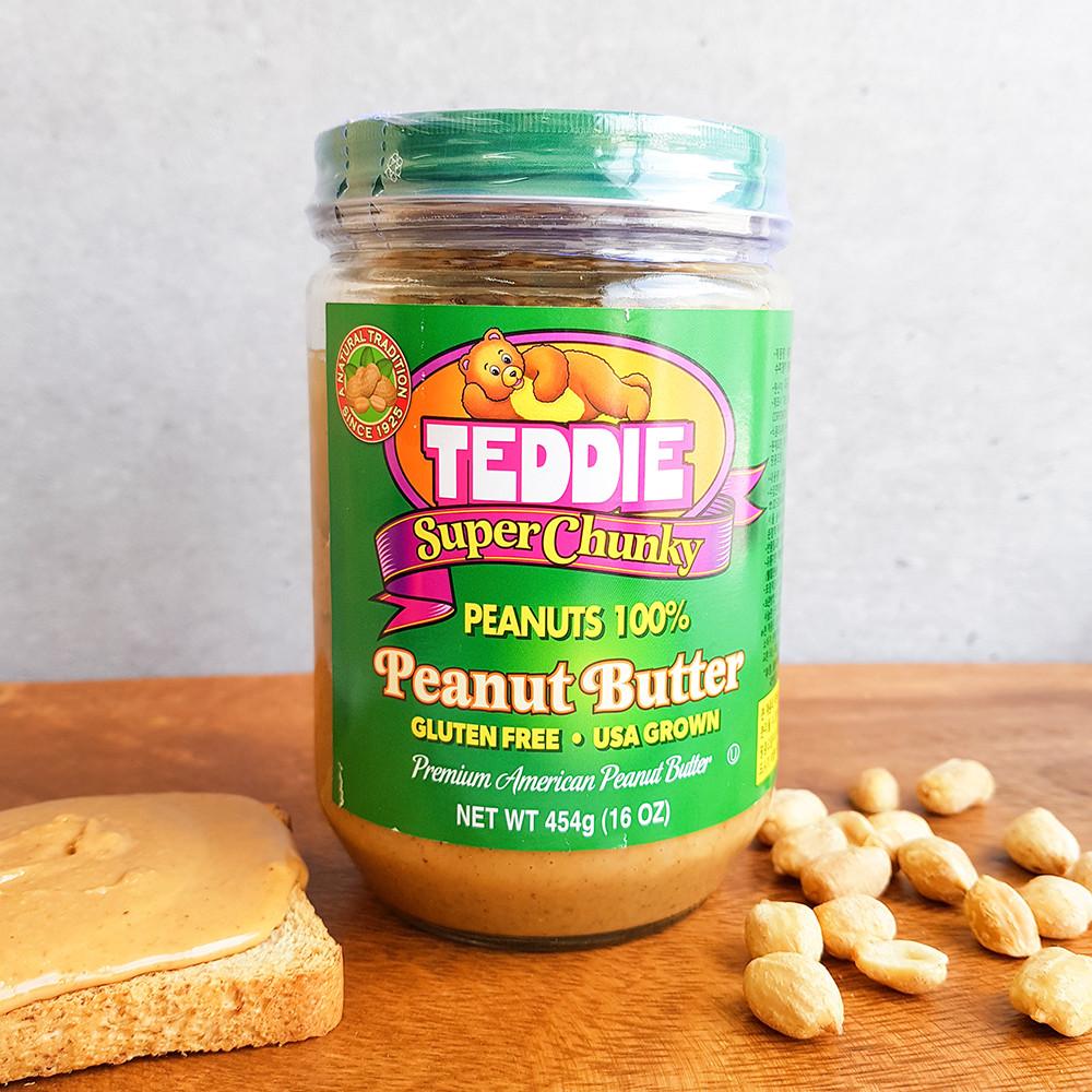 테디 땅콩버터100% 슈퍼청키 무설탕 454g 피넛버터 비건 스프레드 [원산지:미국산(테디)]
