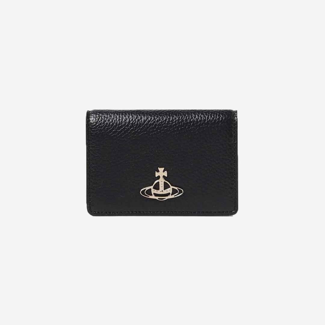 Vivienne Westwood Re-Vegan Grain Card Holder Black Light Gold