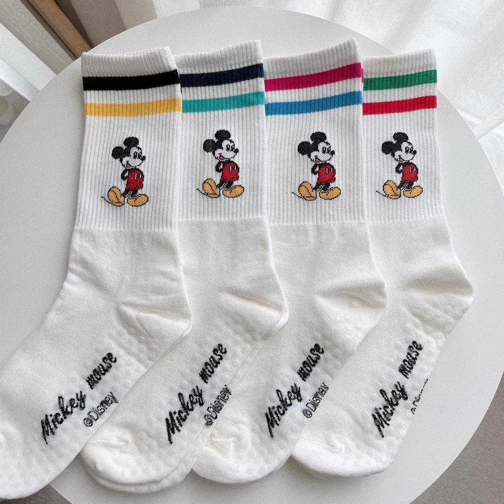 [필라테스양말-롤삭스] 컬러풀 논슬립 미키 크루삭스 4color 필라테스양말 요가양말