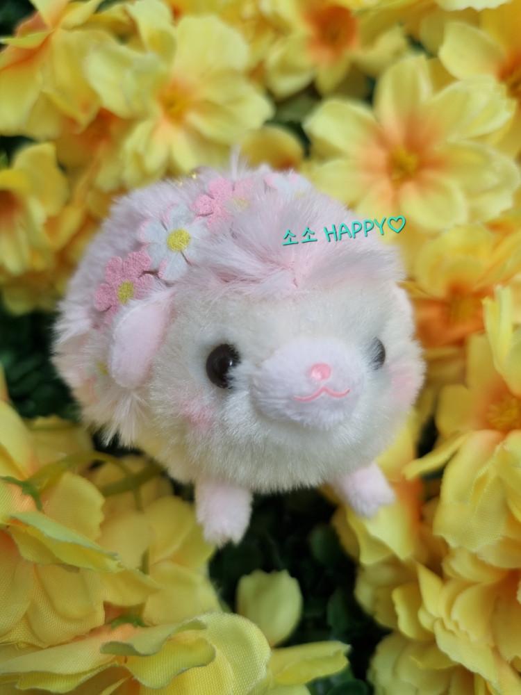 어뮤즈 꽃길 산책 아기 고슴도치 인형 키링 꽃 동물 애착 선물 키체인 소품