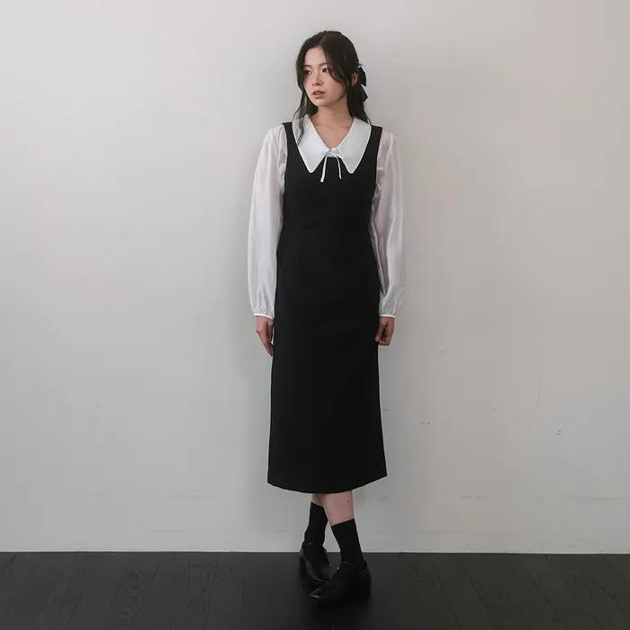 Square Sleeveless Dress - Black