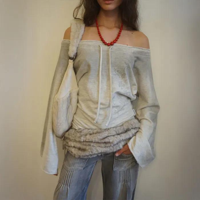 Wide Bell Sleeve Sweatshirt Oatmeal