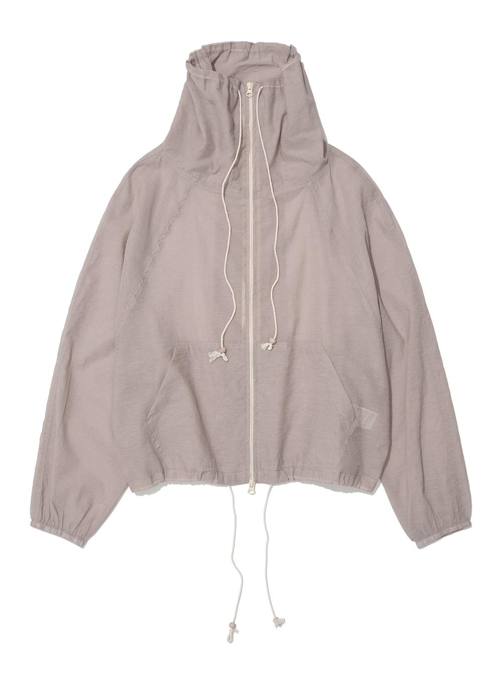 [WOMEN] SHEER HIGH-NECK ZIP-UP JACKET_MOCHA BEIGE