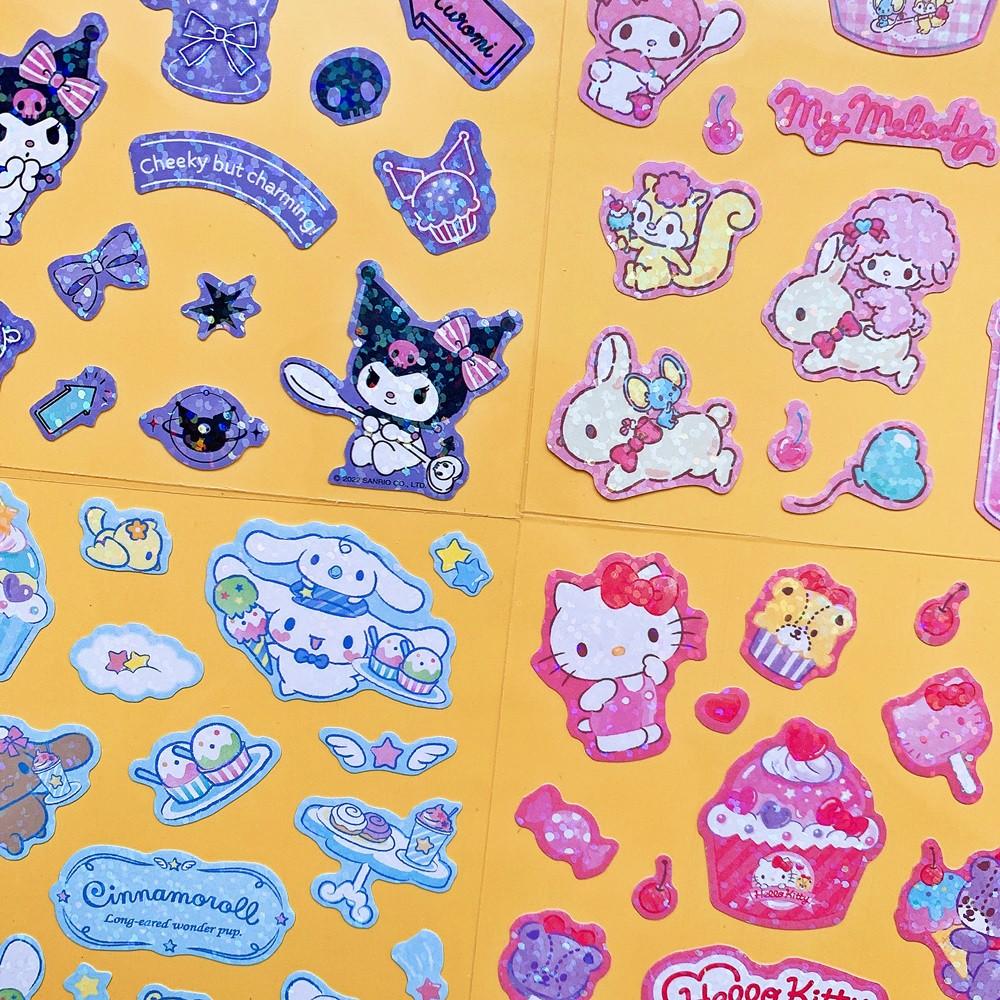 산리오 디저트파티 탑꾸 스티커 쿠로미 마이멜로디 시나모롤 헬로키티 다꾸 홀로그램 글리터