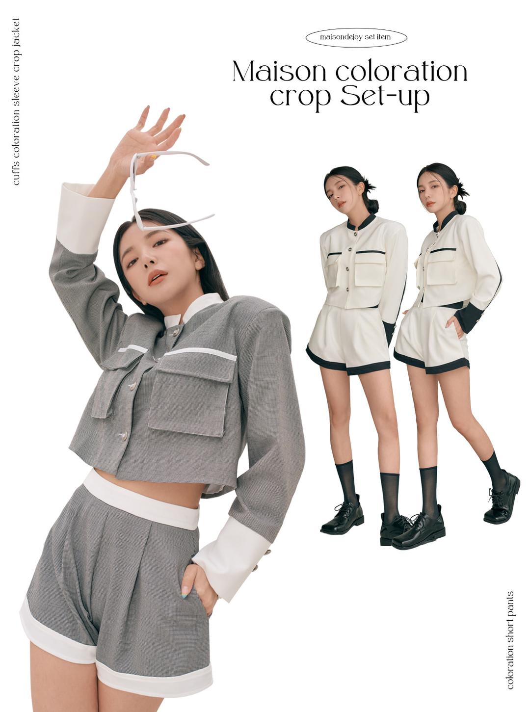 [CODI SET] 메종 배색 크롭 셋업