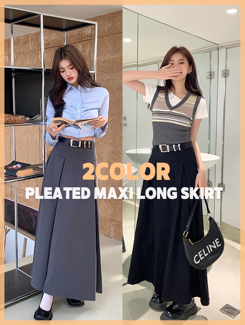 *당일발송* 봄신상 [2천장판매✨][2COLOR] 사계절 하객룩 플리츠 맥시 롱 스커트 세미 정장 치마 Z-SSC 8100