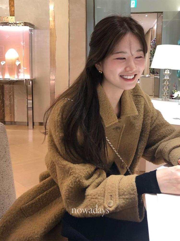 나우어데이즈 (재진행) OUNCE 온스 베이비 알파카 캐롤 하프 코트 부클 울 카라 싱글 (2col)