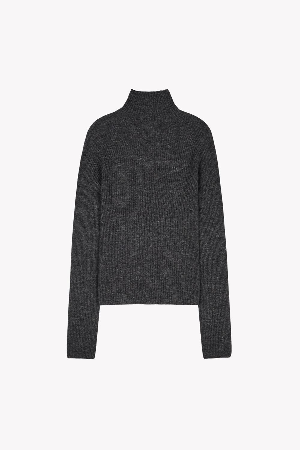 Coze Alpaca Rib Mock Knit (Charcoal)