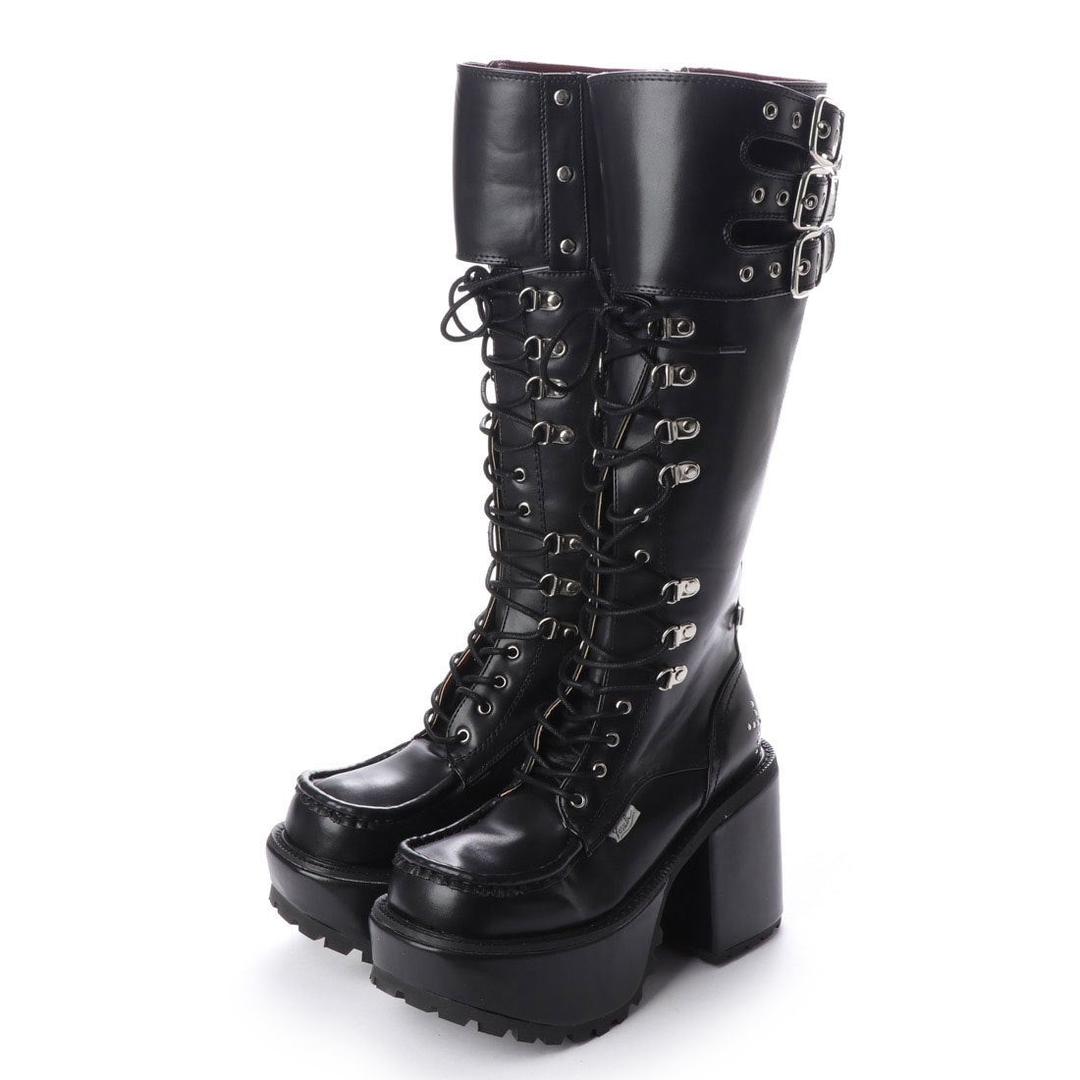 ヨースケ YOSUKE [原宿店×YOSUKE限定コラボアイテム]厚底レースアップブーツ （ブラック）