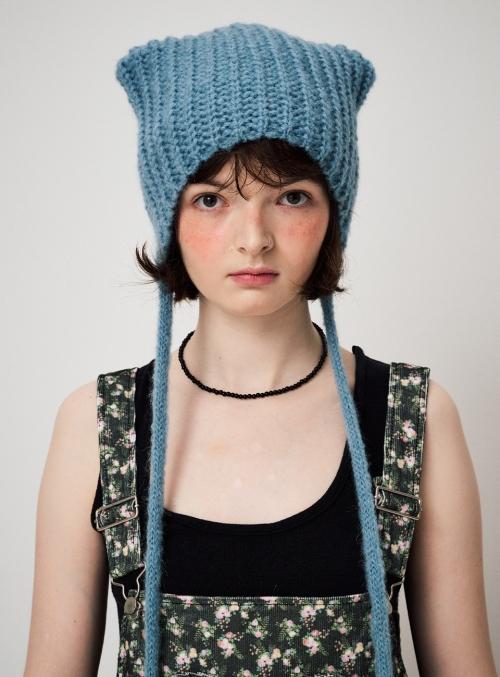 MOHAIR EARMUFF BEANIE, BLUE