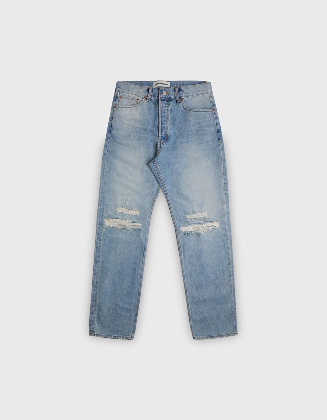 DESTROYED SELVEDGE DENIM PANTS (W) / L.Indigo