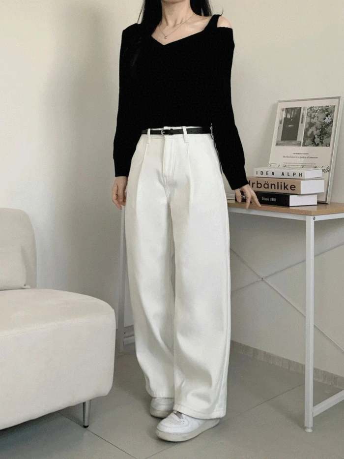 [융기모] 코어 핀턱 와이드 코튼 팬츠 (2color)