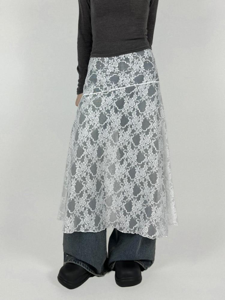 LACE LAYERED SKIRT 레이스레이어드스커트