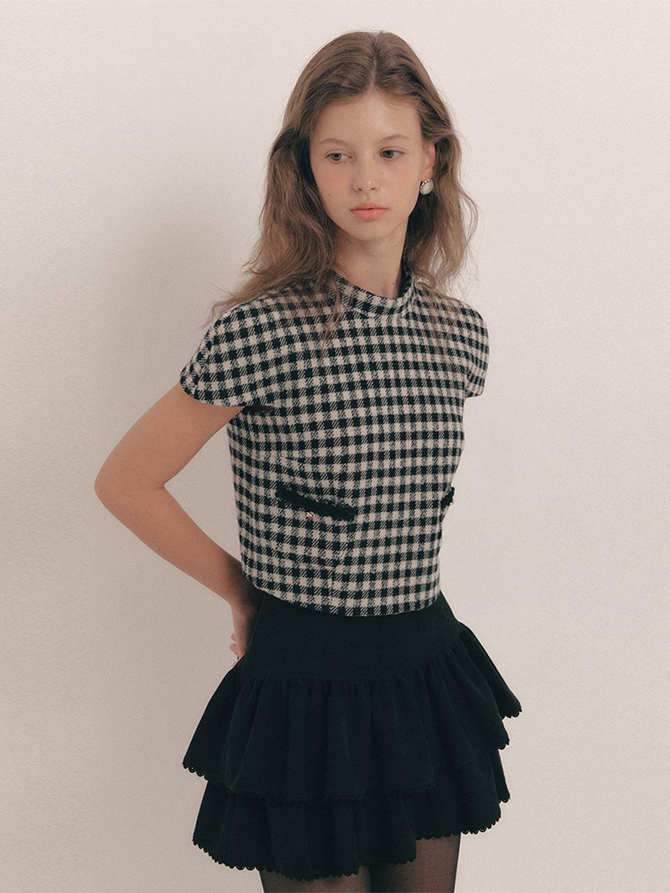 Check Half Neck Top[XS,M 11/4 예약배송]
