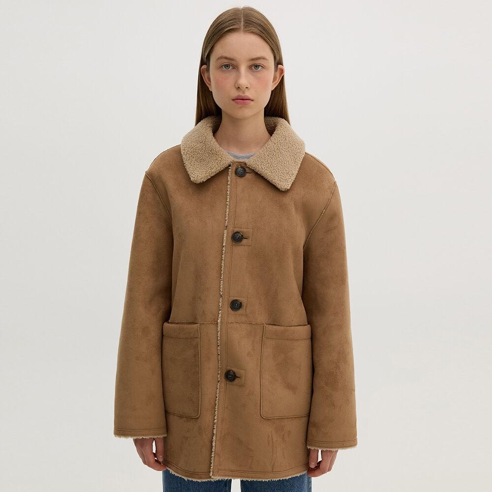 Reversible Shearling Jacket Beige