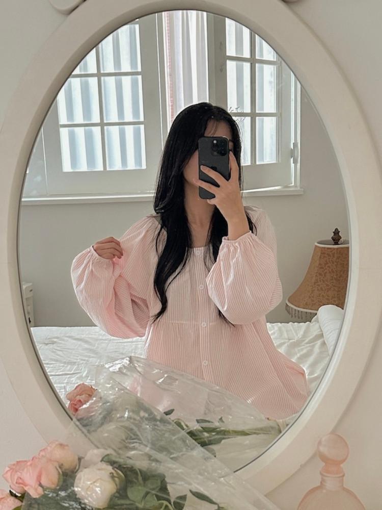 잠옷브랜드 노카라 스트라이프잠옷 빅사이즈 긴팔 잠옷 파자마 선물