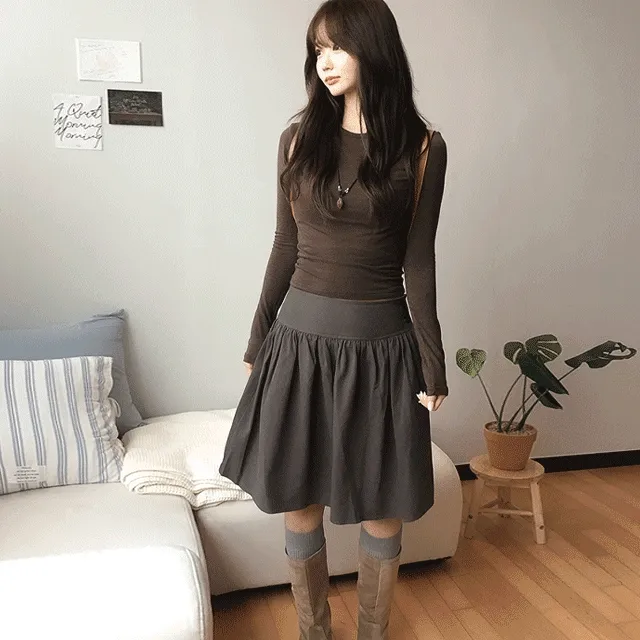 [🚀주문폭주/사이즈조절O] 마론 플레어 미디 sk (2color)