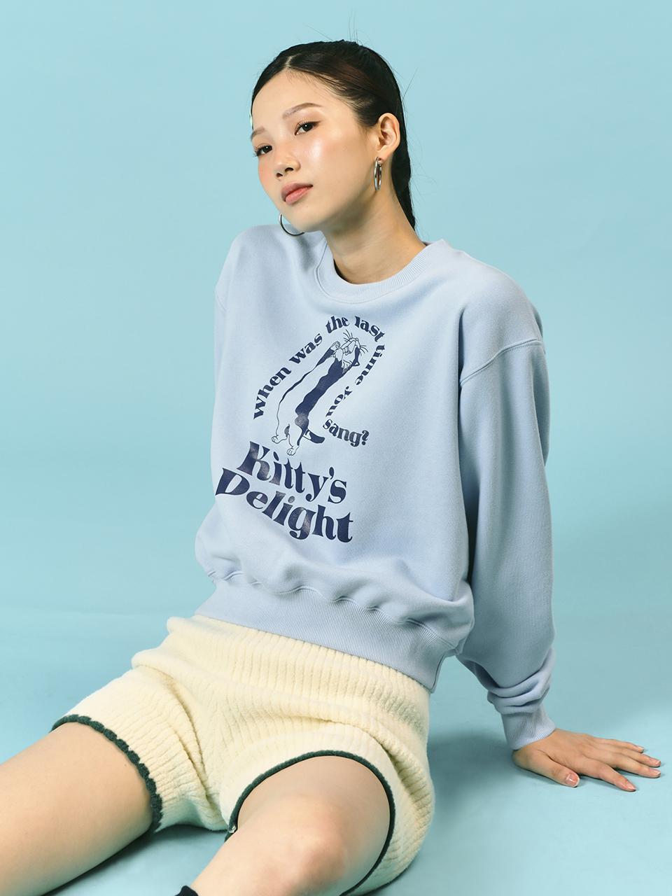 Kitty's delight Crop Sweatshirts sky blue