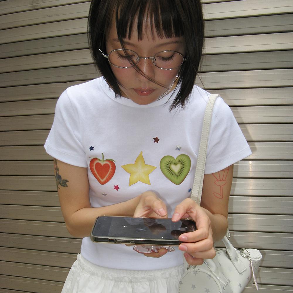 [6/19 순차배송] FRUITY STAR CROP T SHIRT WHITE