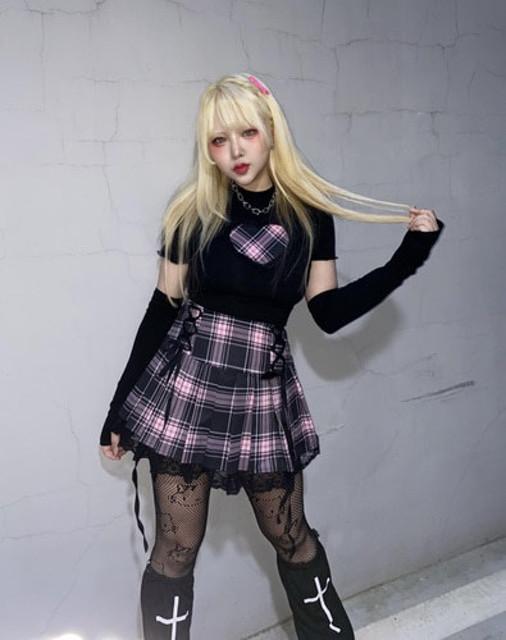 프릴 하트 반팔+워머 set