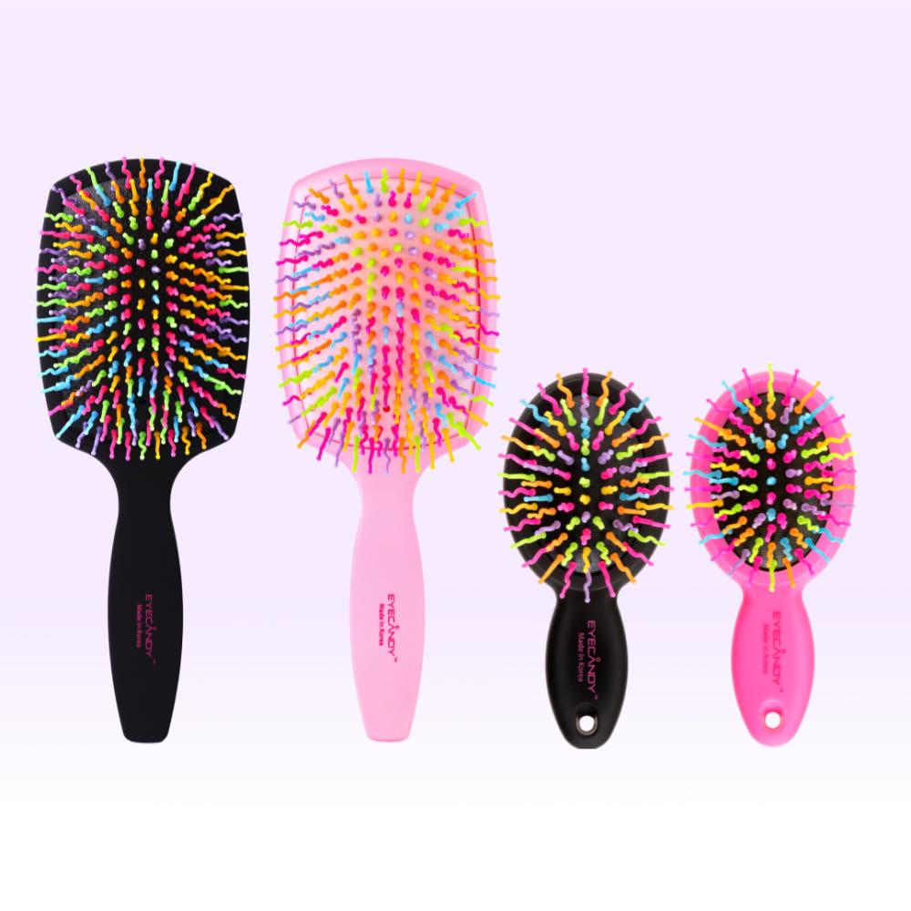 [아이캔디] 레인보우 볼륨 헤어 킹 패들 브러쉬+미니브러쉬 2종 세트 