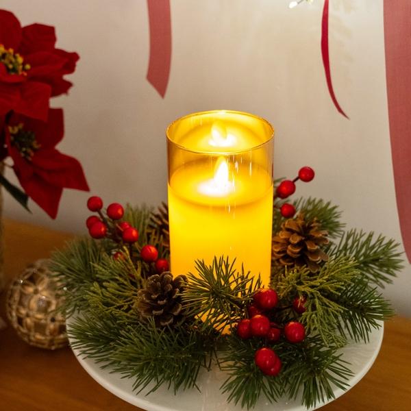 (11월특가) 아티파티 크리스마스 트리장식 골드글라스 LED캔들 리얼왁스 촛불 파라핀 초 - 3sizes (-12/25)