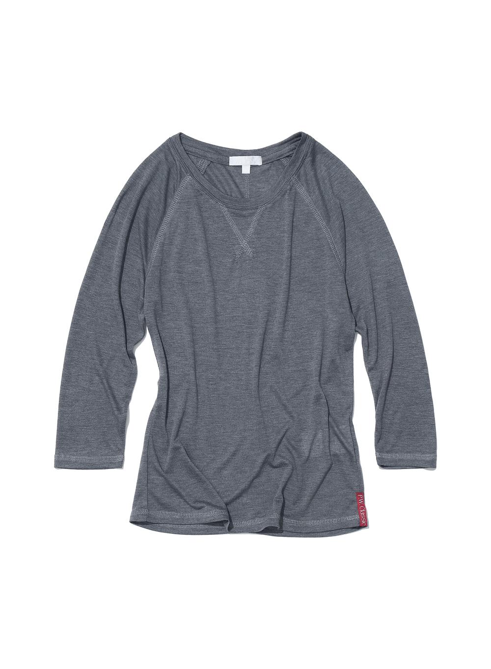 [WOMEN] PWC SHEER RAGLAN THREE-QUARTER SLEEVE TEE_CHARCOAL MELANGE